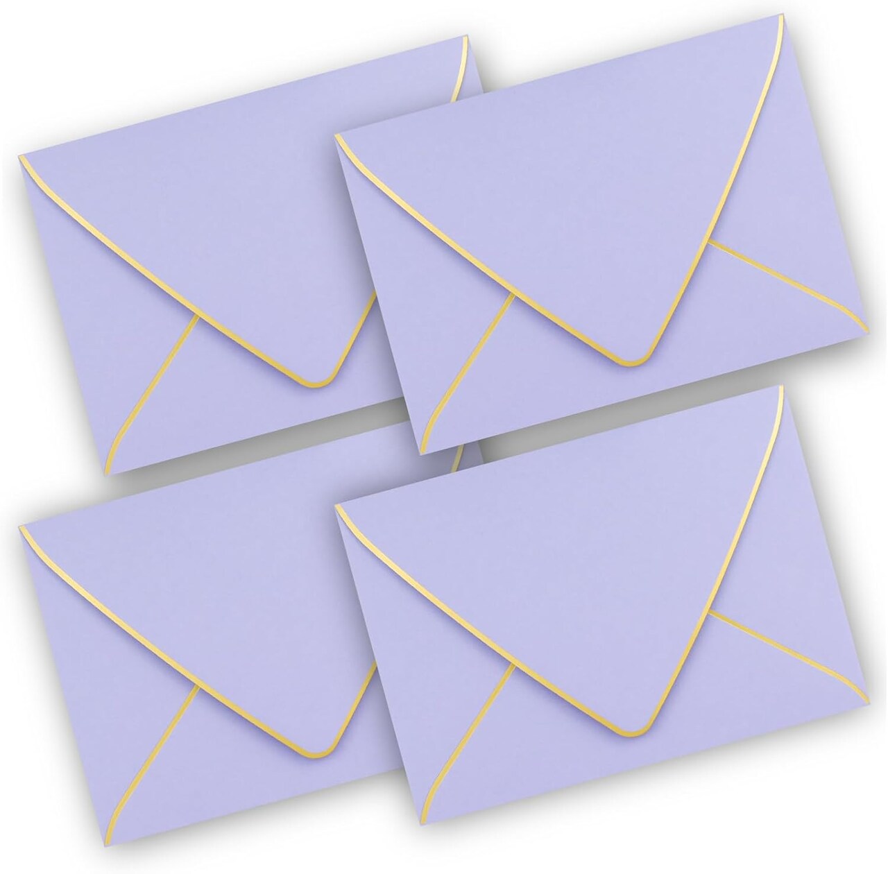 5x7 Envelopes for Invitations with Gold Border,V-Flap Envelopes 50 Pack,A7 Envelopes (Purple)